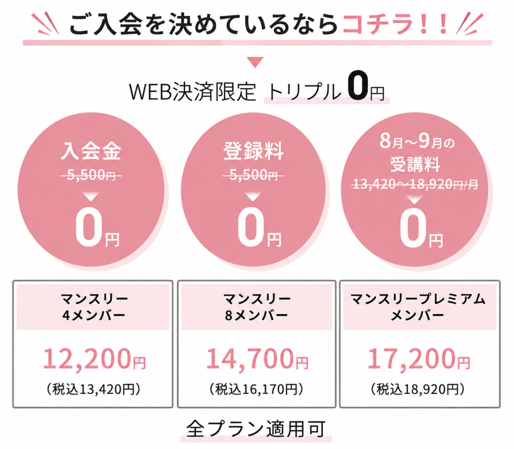 8月9月ピラティスKのキャンペーン料金【オープン前】